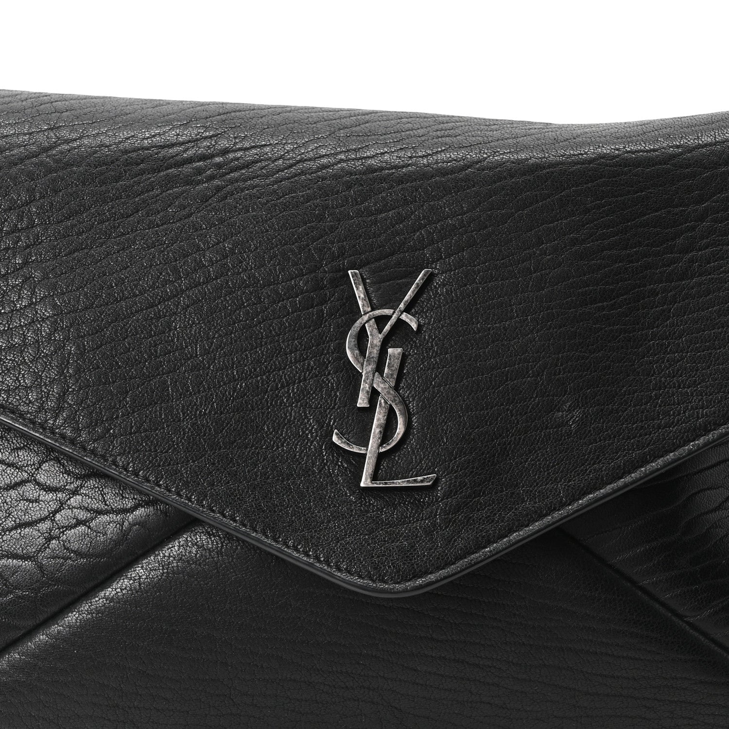 Saint Laurent Grained Lambskin Small Cassandre Envelope Pouch Black 7 of 9