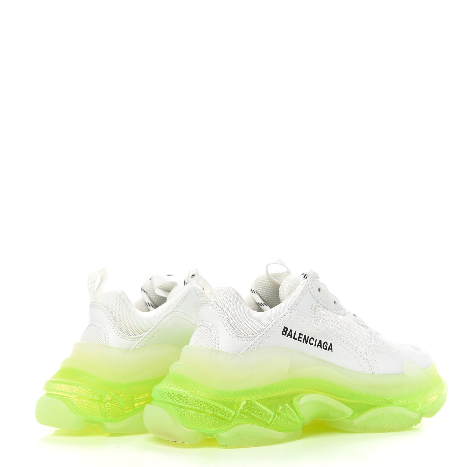 Balenciaga Fabric Mesh Clear Sole Fluo Womens Triple S Sneakers 36 White Fluo Yellow 4 of 8