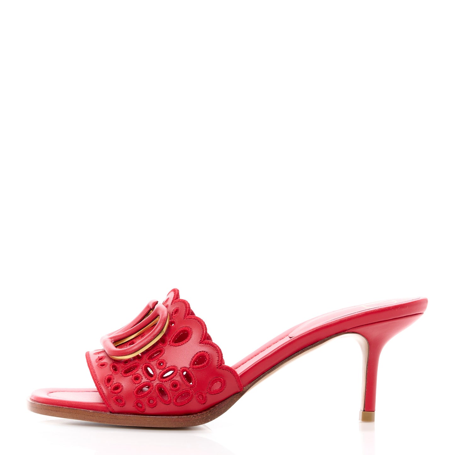 Calfskin Atelier 08 San Gallo VLogo Laser Cut 65mm Slide Sandals 37 Red