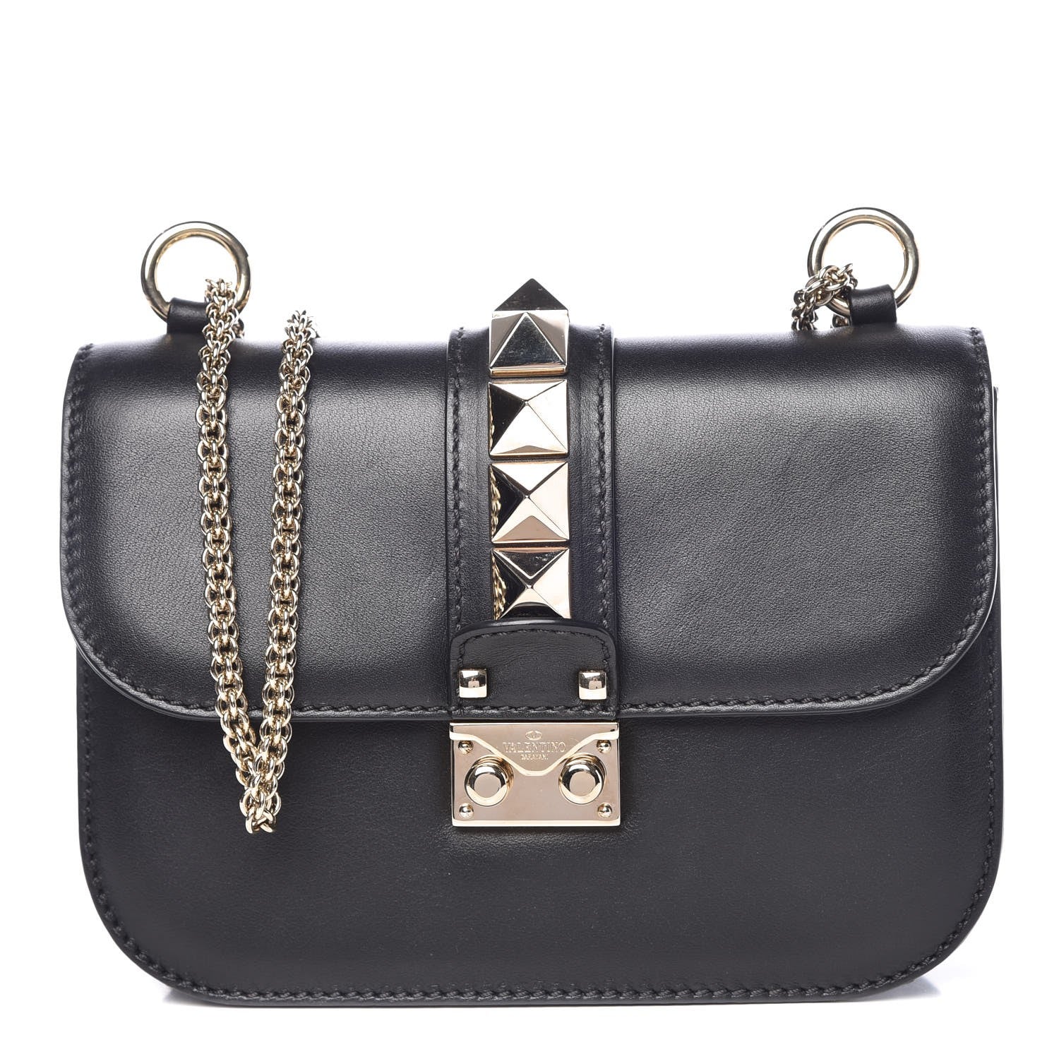 Valentino Garavani Vitello Small Glam Lock Rockstud Flap Black 1 of 8