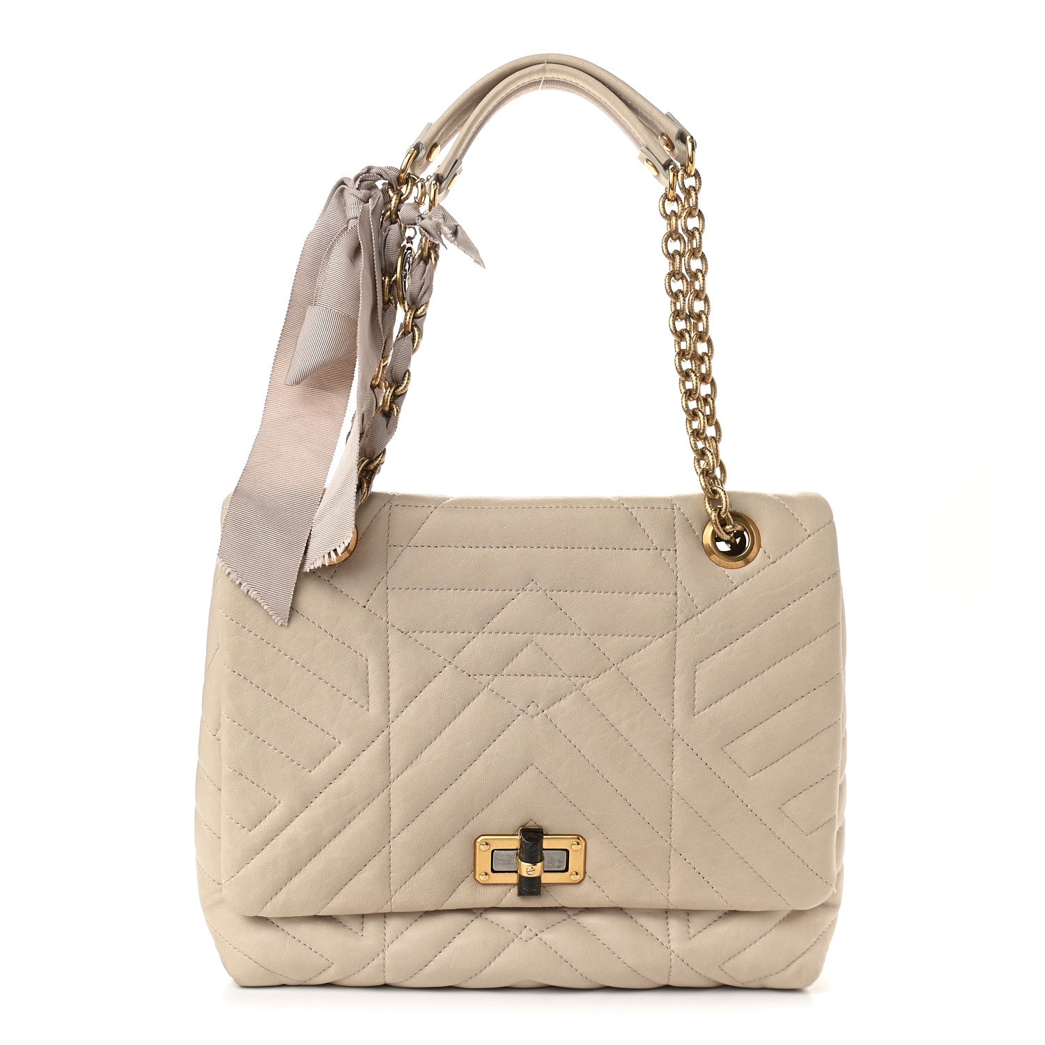 Lanvin Calfskin Quilted Medium Happy Shoulder Bag Grey 1 of 12
