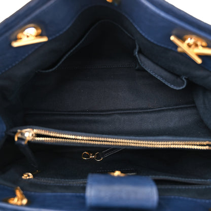 Chanel Wrinkled Lambskin Chevron Quilted Surpique Tote Navy Blue 5 of 11