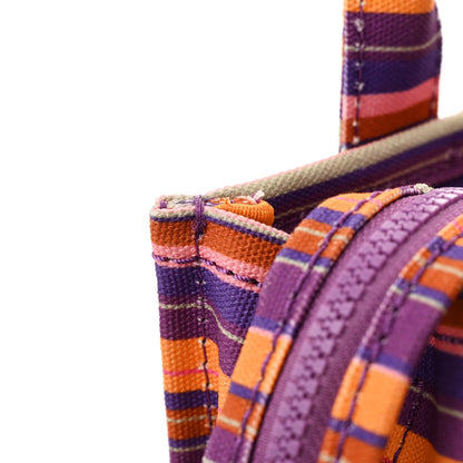 Marc Jacobs Cotton Canvas Striped Mini The Traveler Tote Bag Purple Multicolor 11 of 13