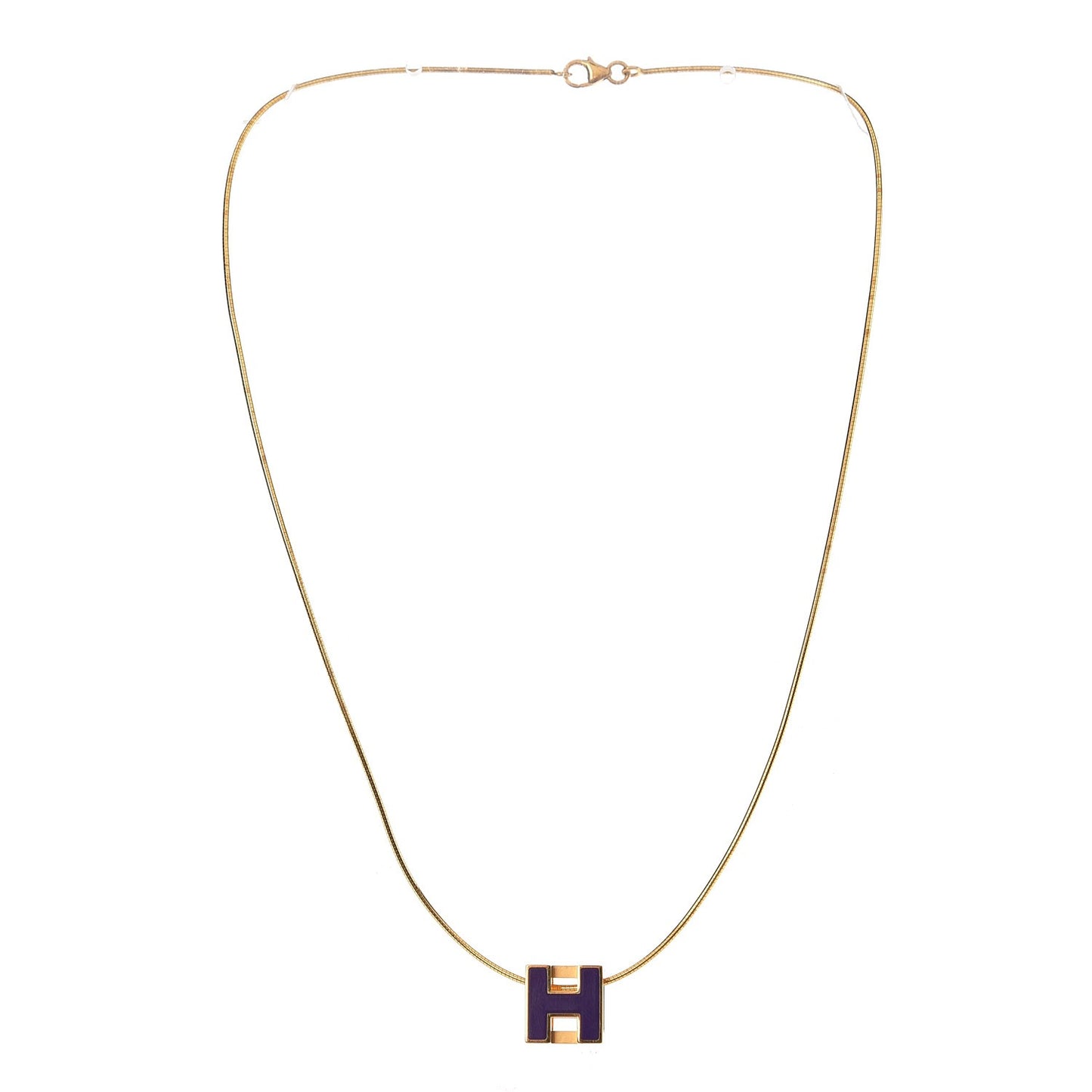 Gold Lacquered Cage d'H Pendant Necklace Pourpre