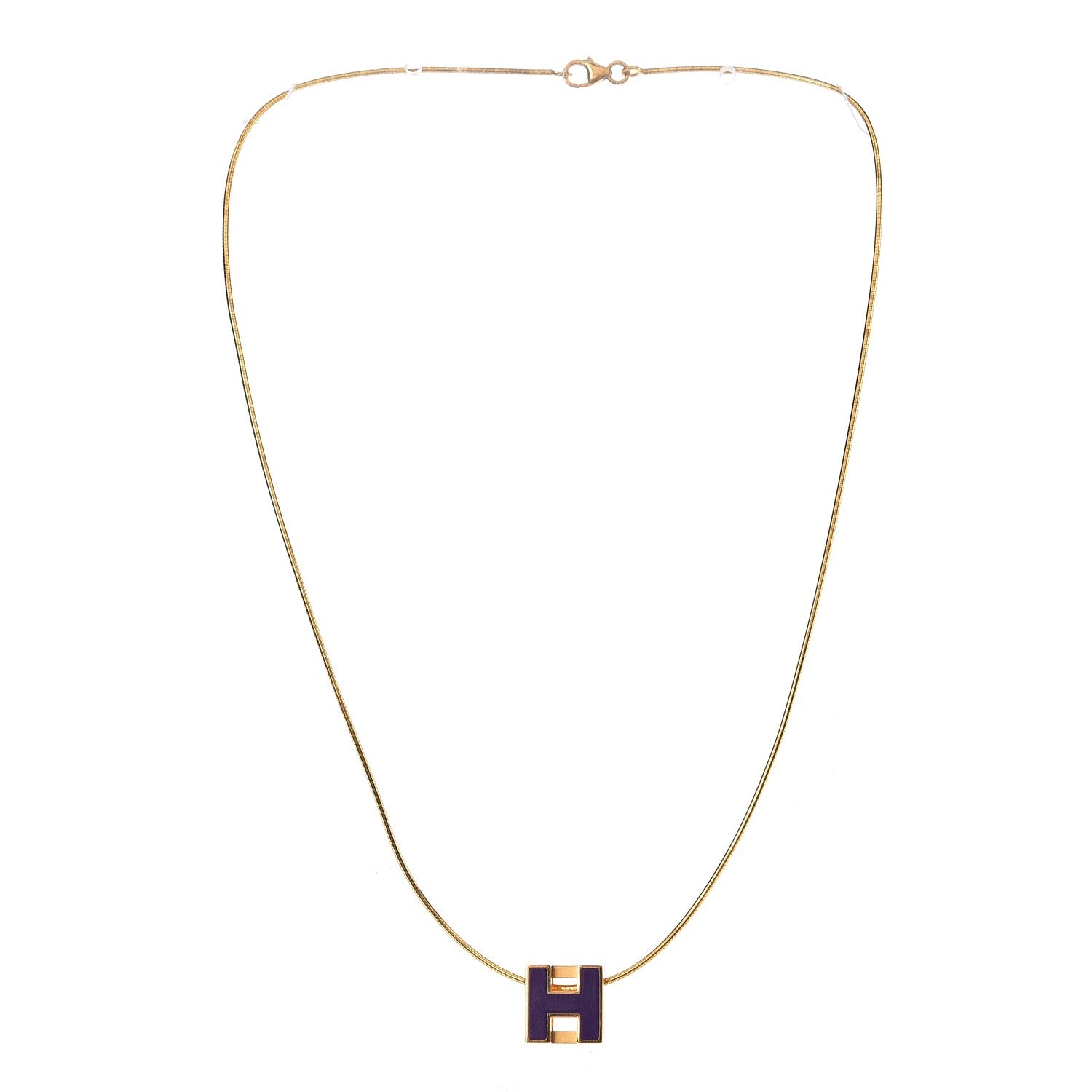 Hermes Gold Lacquered Cage d'H Pendant Necklace Pourpre 3 of 5