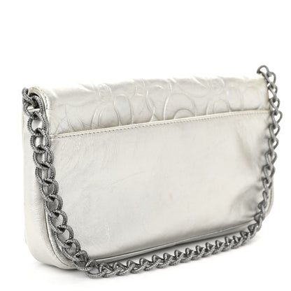 Chanel Metallic Lambskin Camellia Single Flap Silver 3 of 11