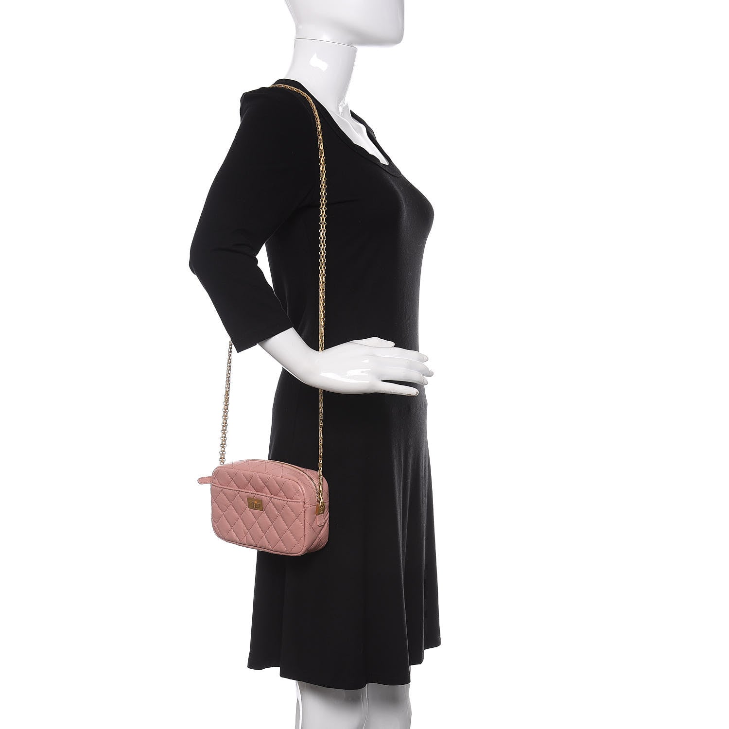 Chanel Aged Calfskin Quilted Mini Reissue Camera Case Pink 2 of 10