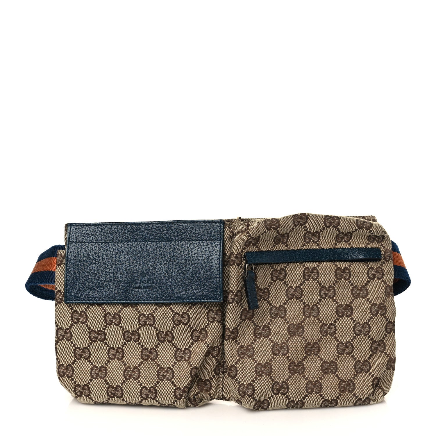 Gucci GG Monogram Web Double Pocket Belt Bag Navy 1 of 6