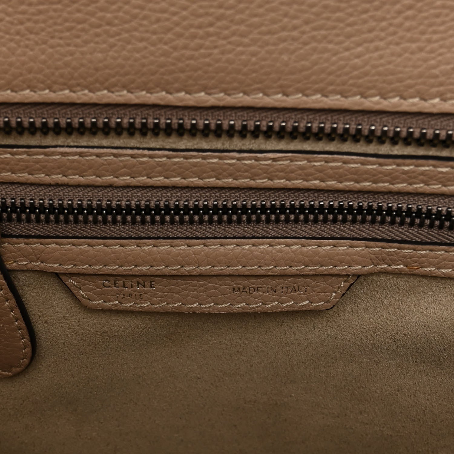 Celine Drummed Calfskin Micro Luggage Dune 6 of 11