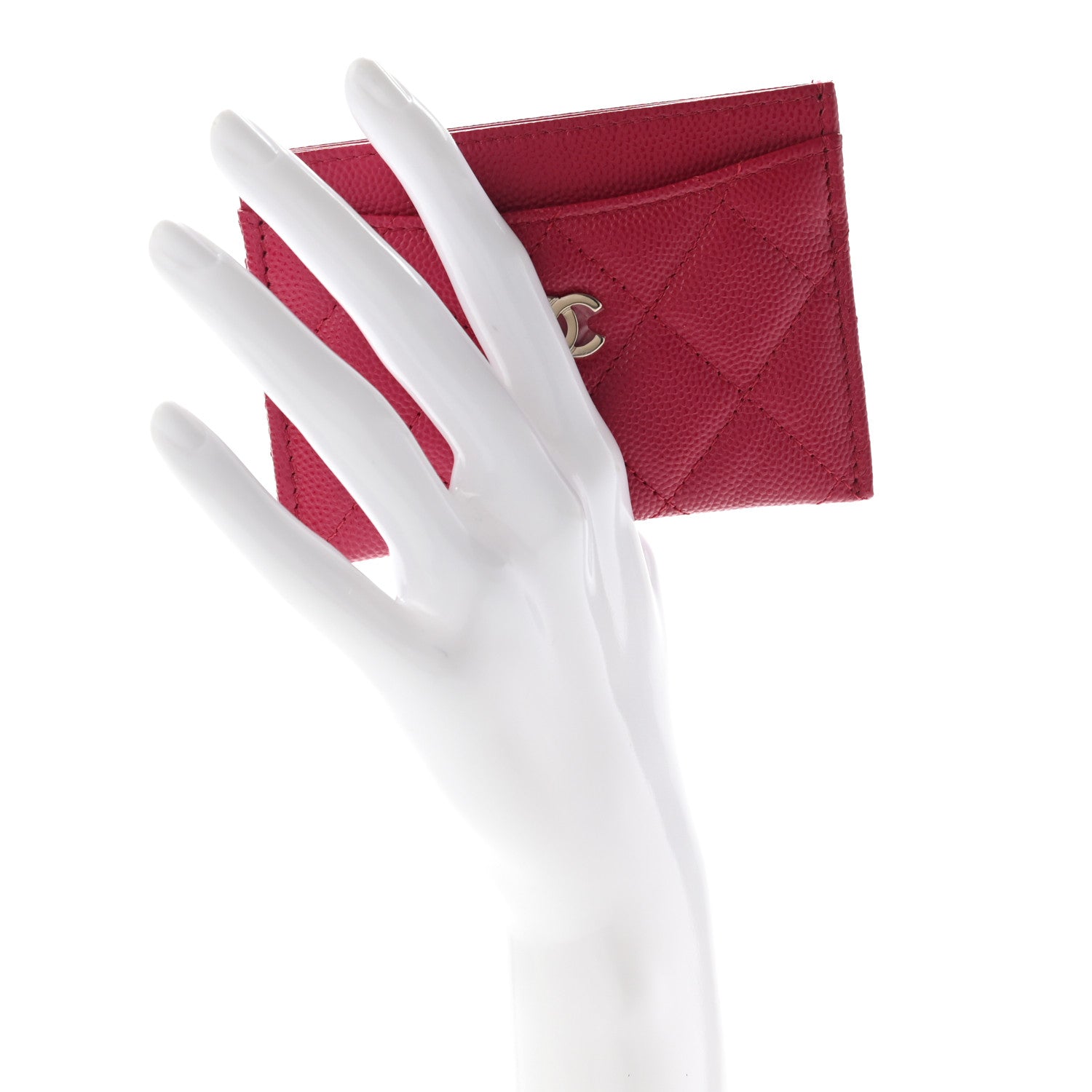 Chanel Caviar Quilted Card Holder Dark Pink 2 of 9