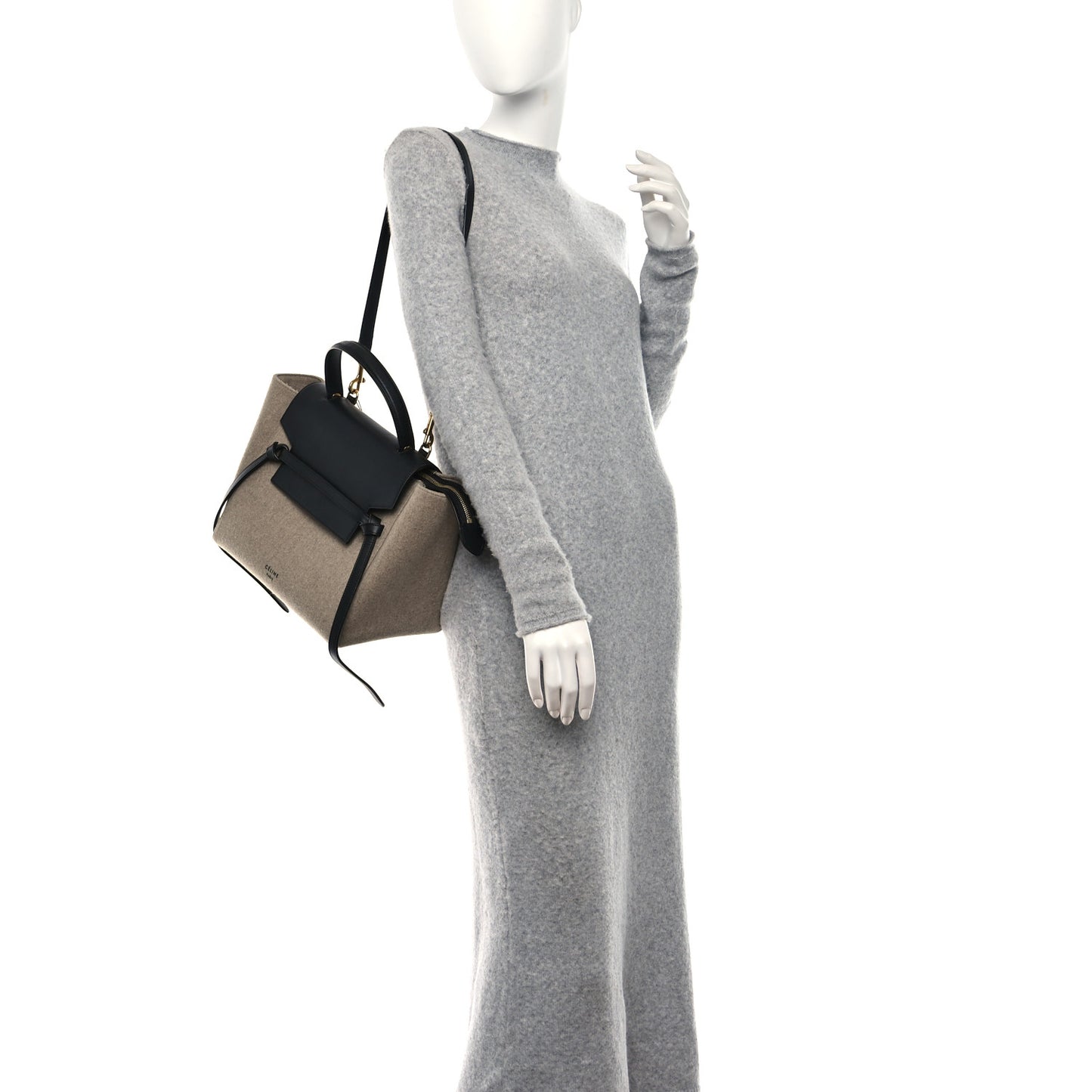 Felt Smooth Calfskin Mini Belt Bag Beige