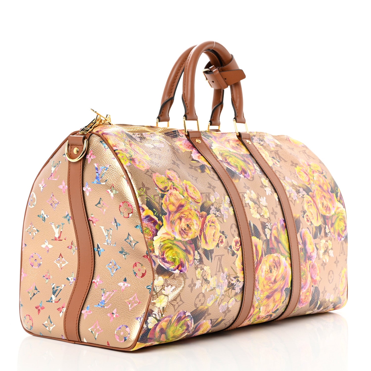 Louis Vuitton Metallic Monogram LV Garden Keepall Bandouliere 45 Gold 2 of 8
