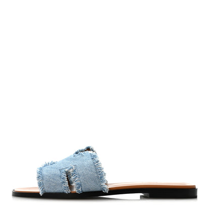 Hermes Denim Oran Fringe Sandals 40 Bleu Clair 1 of 10