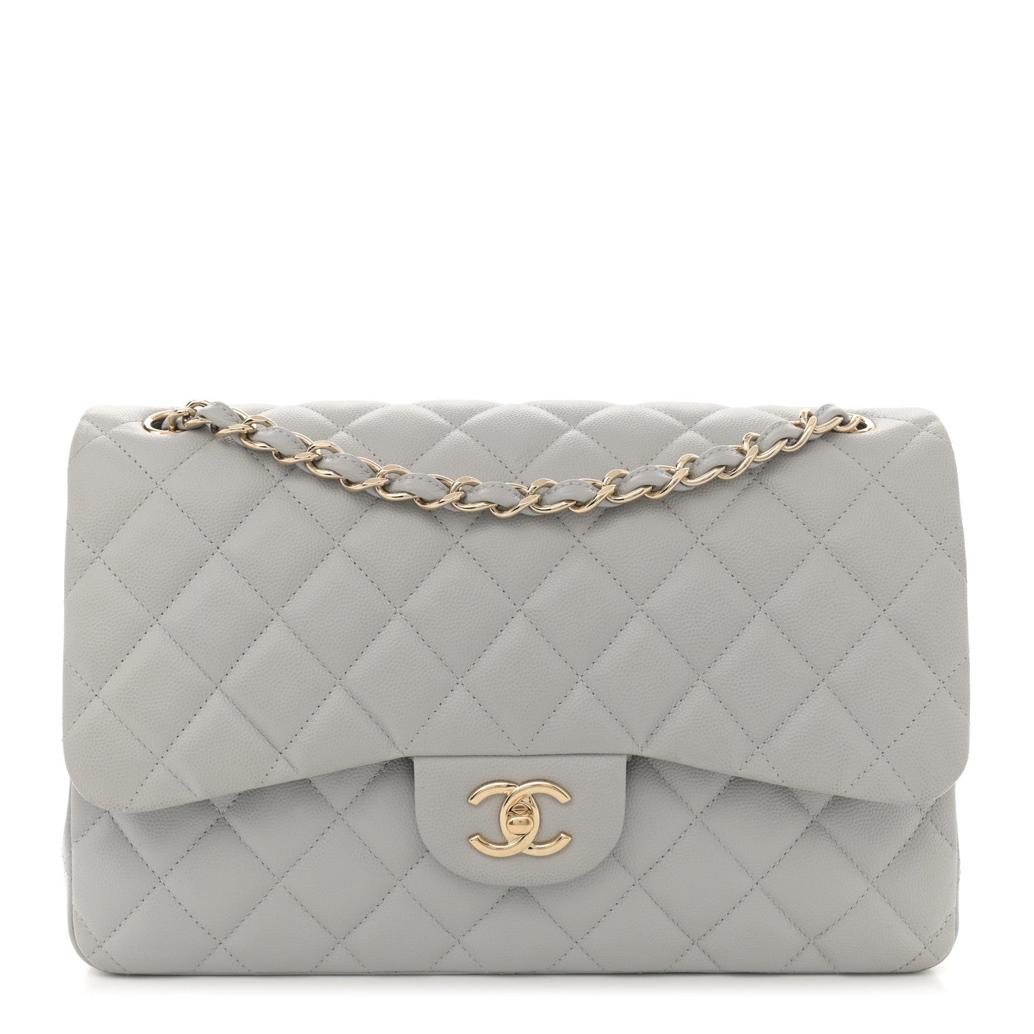 Chanel Caviar Quilted Jumbo Double Flap Grey 1 of 12
