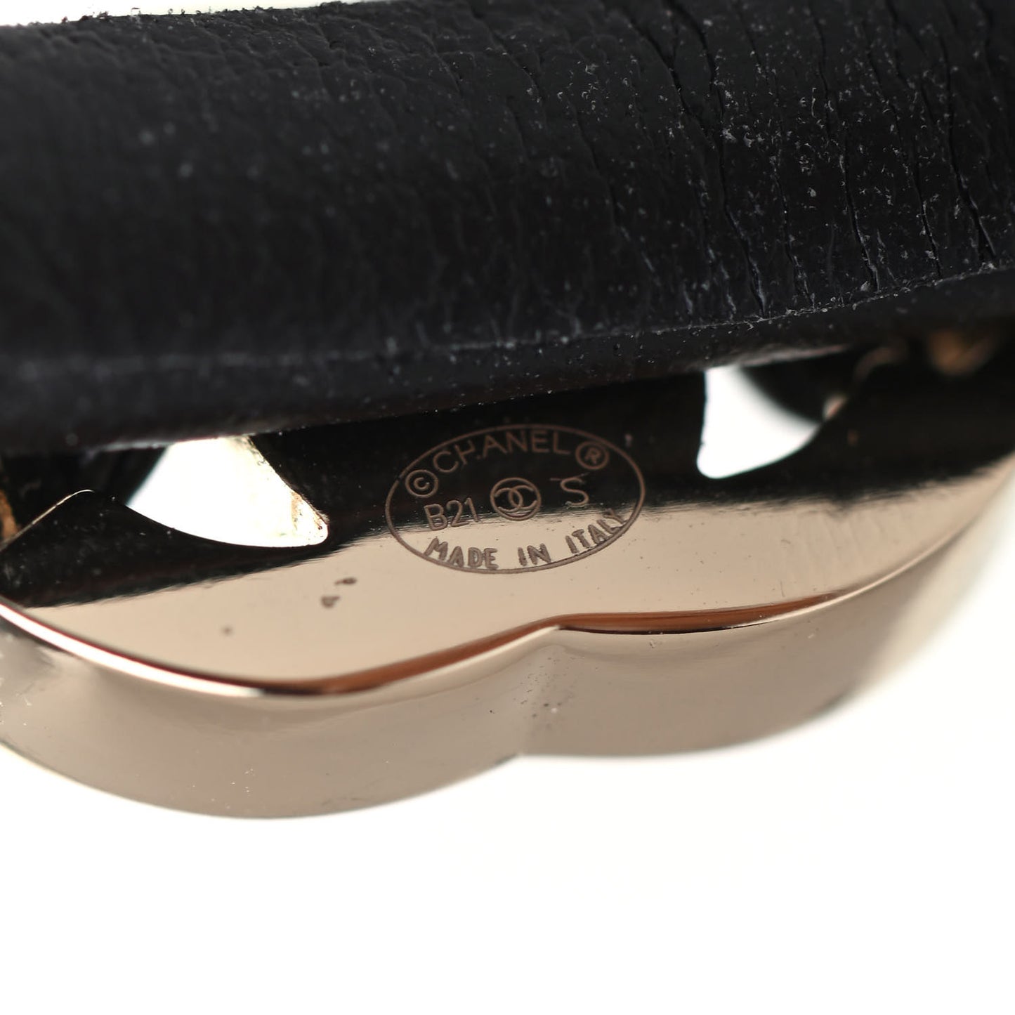 Metal Lambskin Chain CC Headband Black Gold
