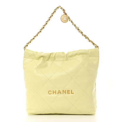 Chanel Shiny Calfskin Quilted Small Chanel 22 Light Yellow 3 of 11