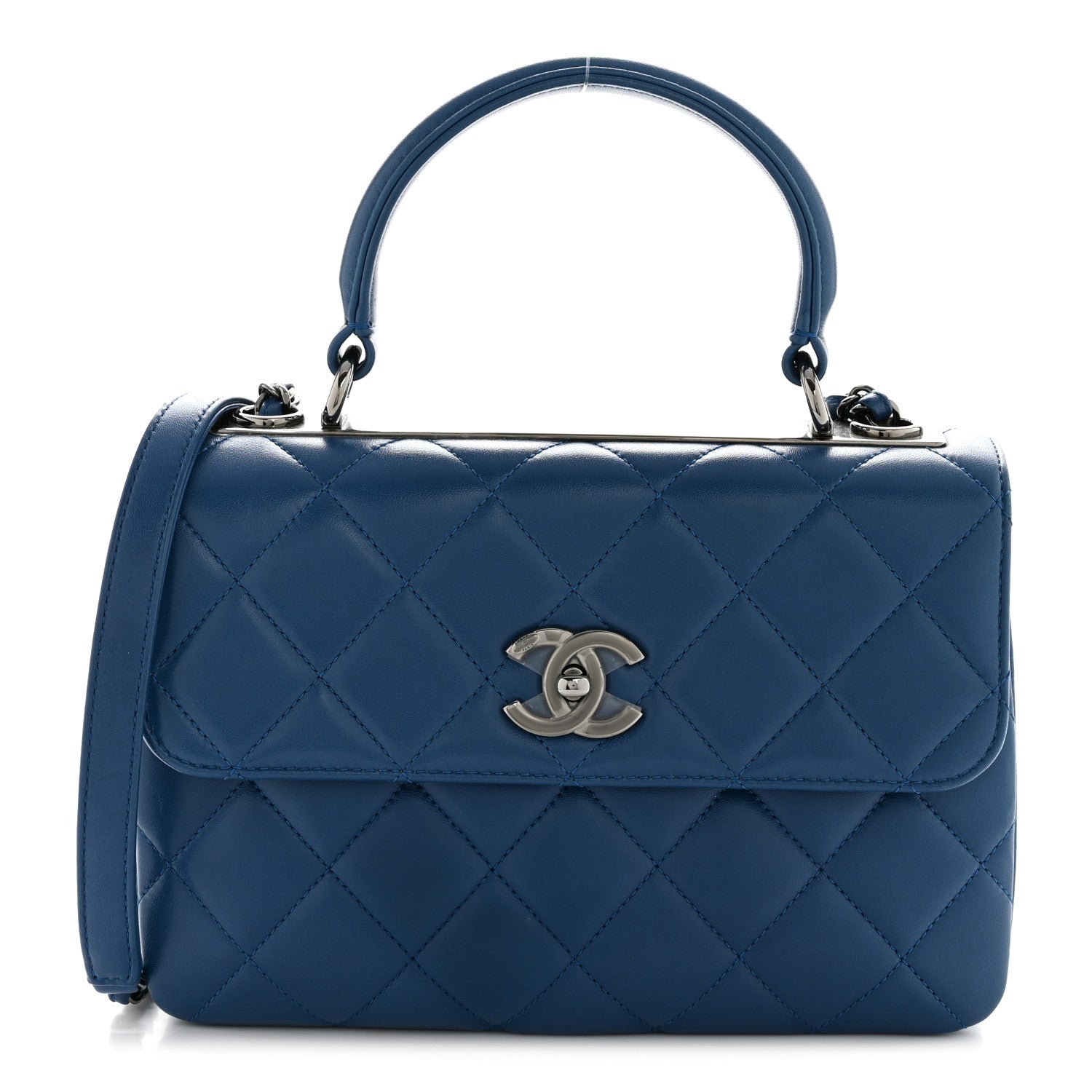 Chanel Lambskin Quilted Small Trendy CC Flap Dual Handle Bag Blue 1 of 15
