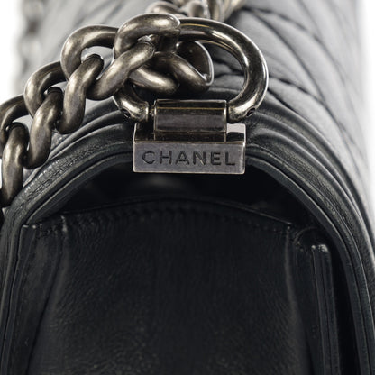 Chanel Calfskin Quilted Double Stitch New Medium Boy Flap Black 9 of 9