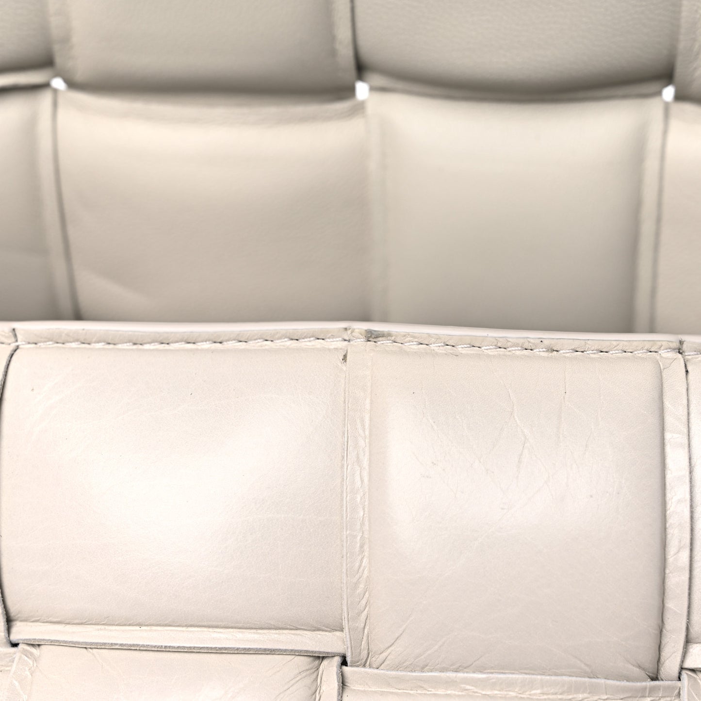 Paper Calfskin Maxi Intreccio Padded Cassette Crossbody Bag Chalk