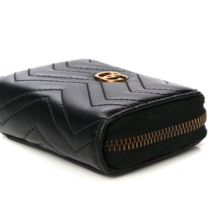 Gucci Calfskin Matelasse GG Marmont Zip Around Card Case Black 9 of 13