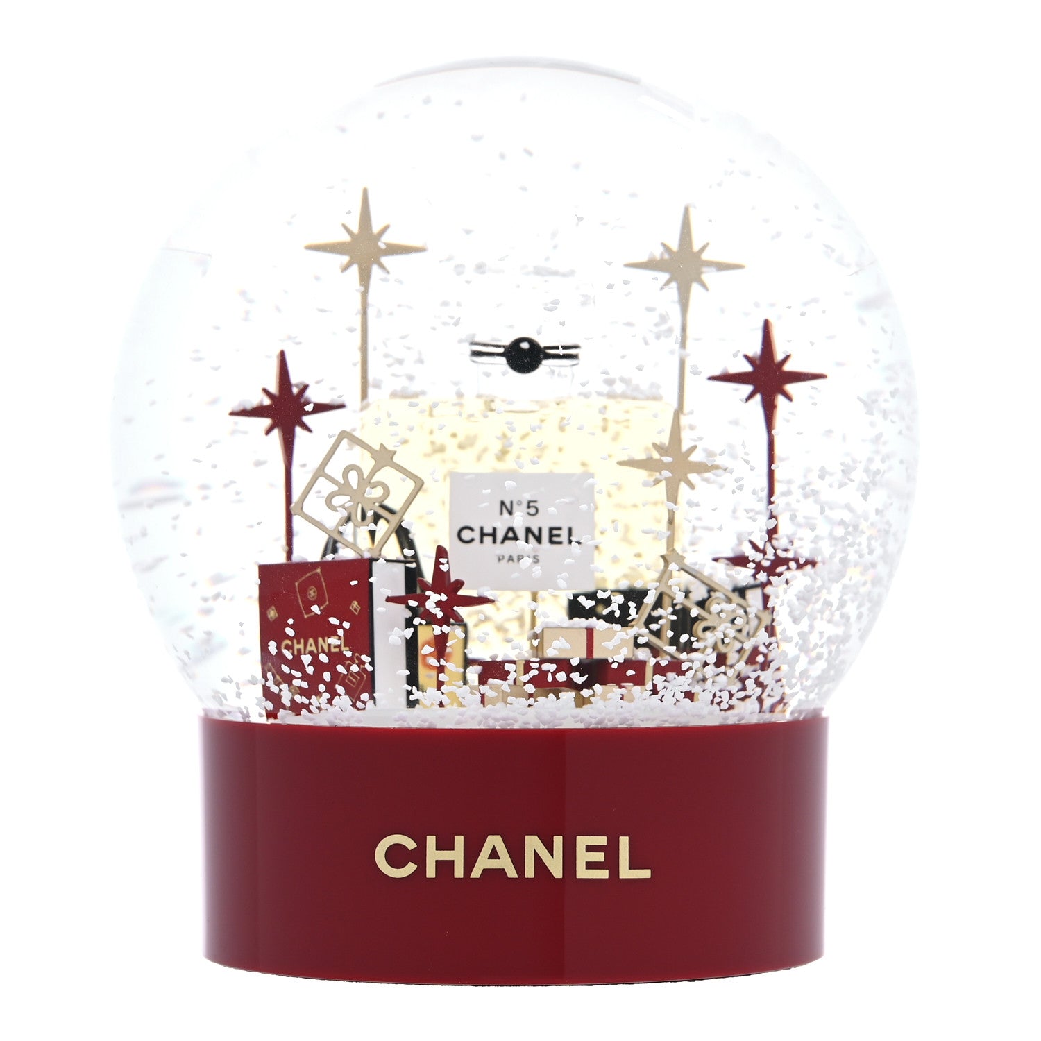 Chanel Glass N°5 Perfume Bottle Snow Globe Red 1 of 6