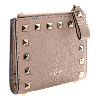 Valentino Garavani Grainy Calfskin Rockstud Coin Purse Card Holder Poudre 3 of 7