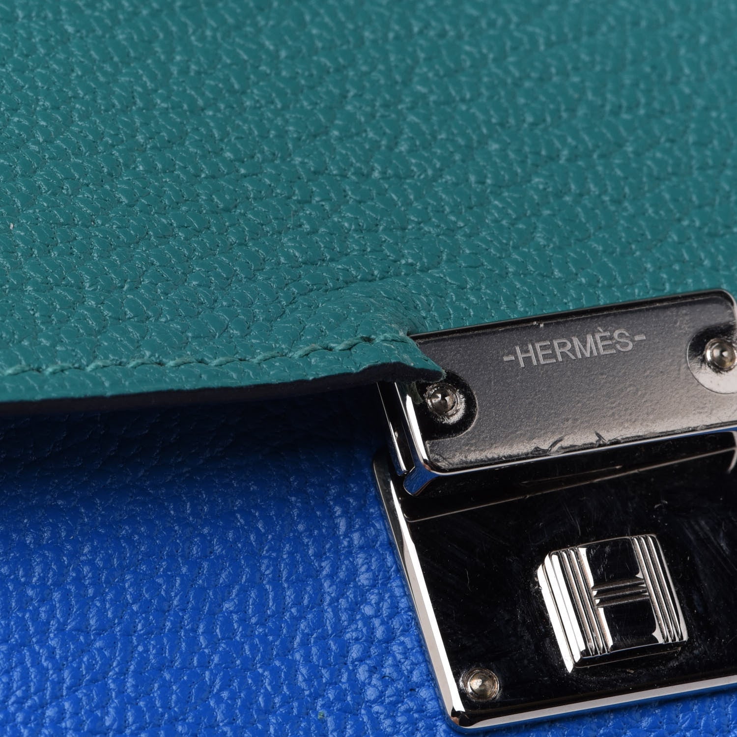 Hermes Chevre Mysore Mini Clic Card Holder Bleu Hydra Vert Verone 8 of 9