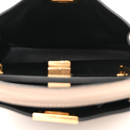 Fendi Vitello Tahiti Burro Medium Peekaboo Iconic Essentially Satchel Tortora Black 5 of 11