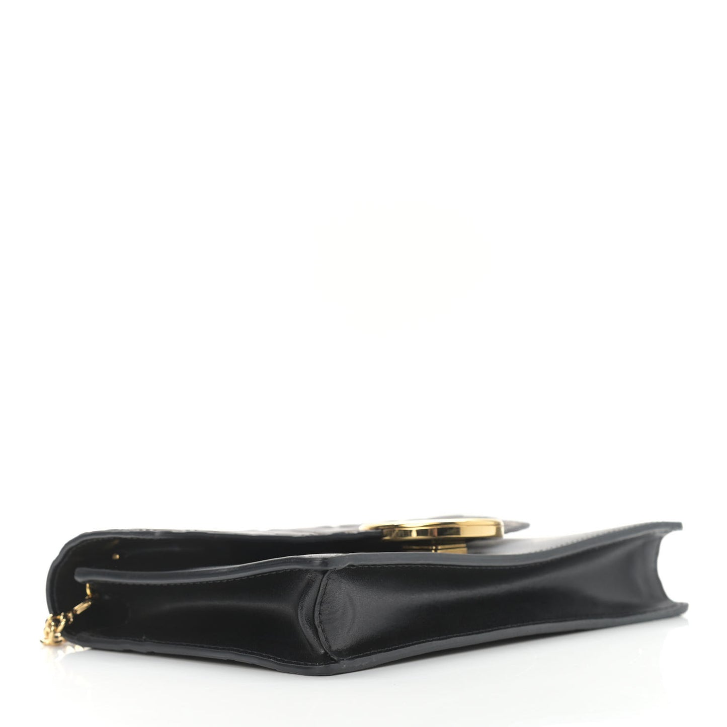 Vitello Liberty F is Fendi Bi-Color FF 1974 Embossed Medium Envelope Wallet On Chain Black Maya