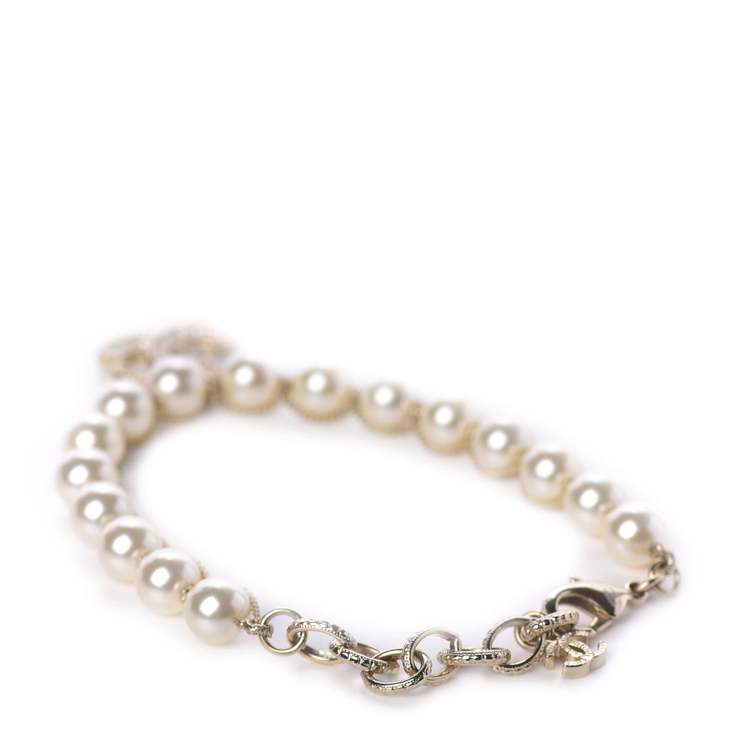 Pearl Crystal CC Bracelet Gold
