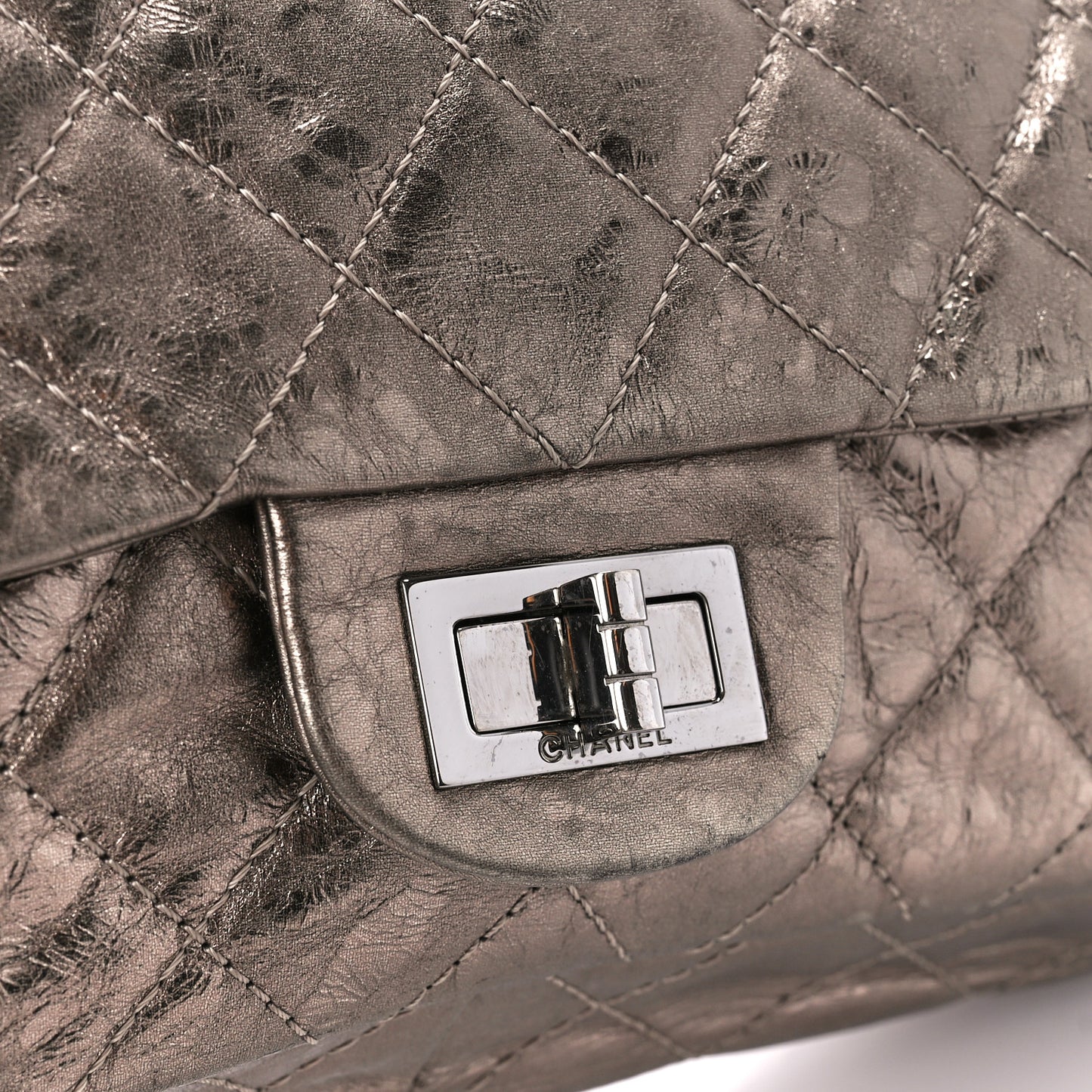 Metallic Aged Calfskin Quilted 2.55 Reissue 227 Flap Pewter
