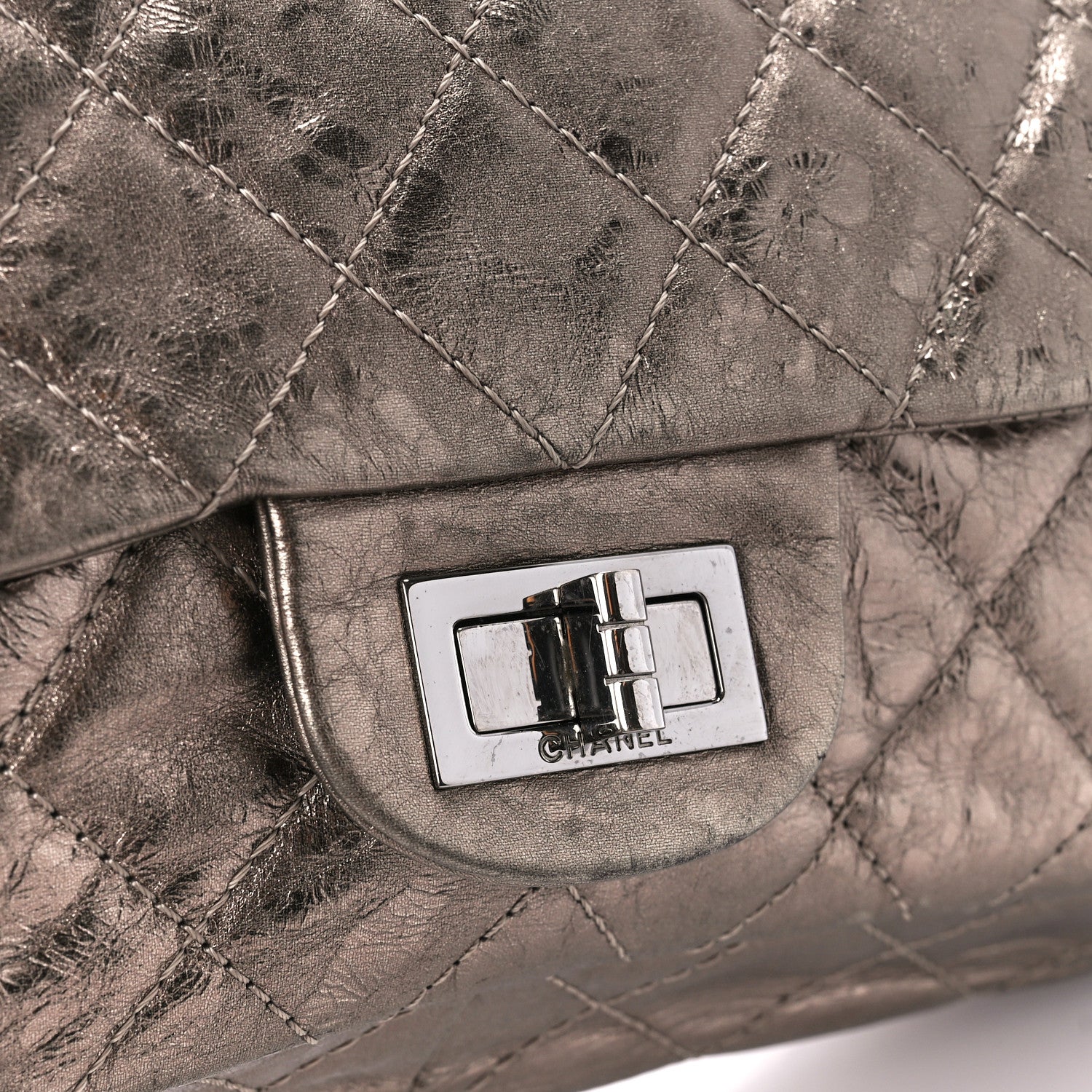 Chanel Metallic Aged Calfskin Quilted 2.55 Reissue 227 Flap Pewter 8 of 12