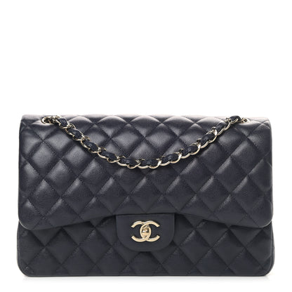 Chanel Caviar Quilted Jumbo Double Flap Navy Blue 1 of 10