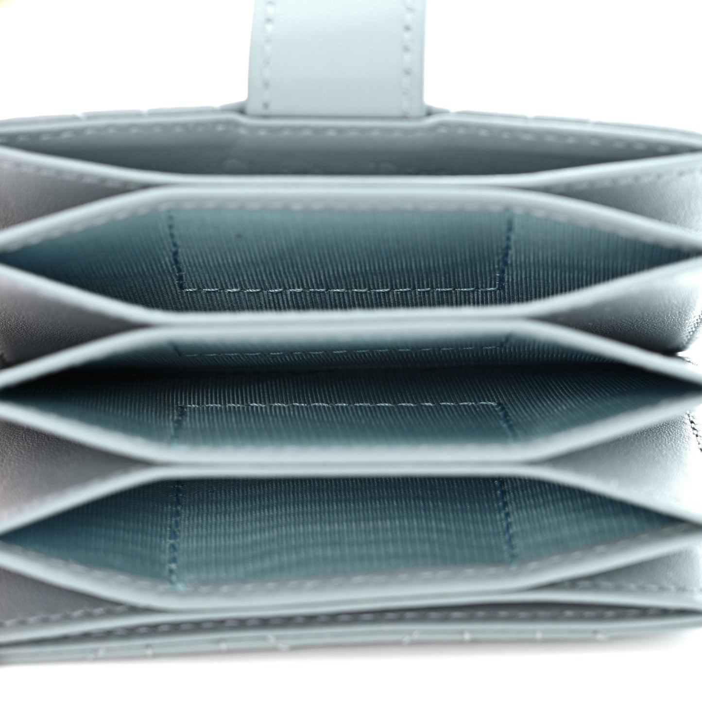 Lambskin Cannage Lady Dior 5-Gusset Card Holder Cloud Blue