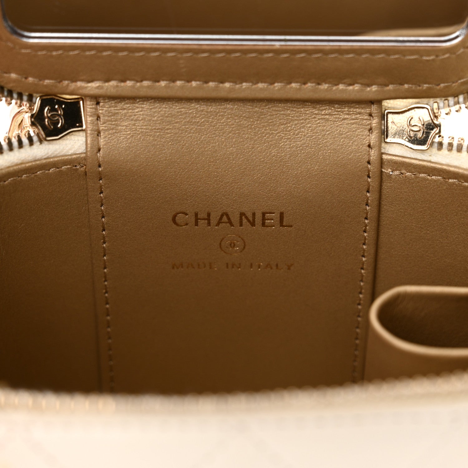 Chanel Lambskin Quilted Enamel Pearl Crush Mini Vanity Case With Chain White 6 of 13