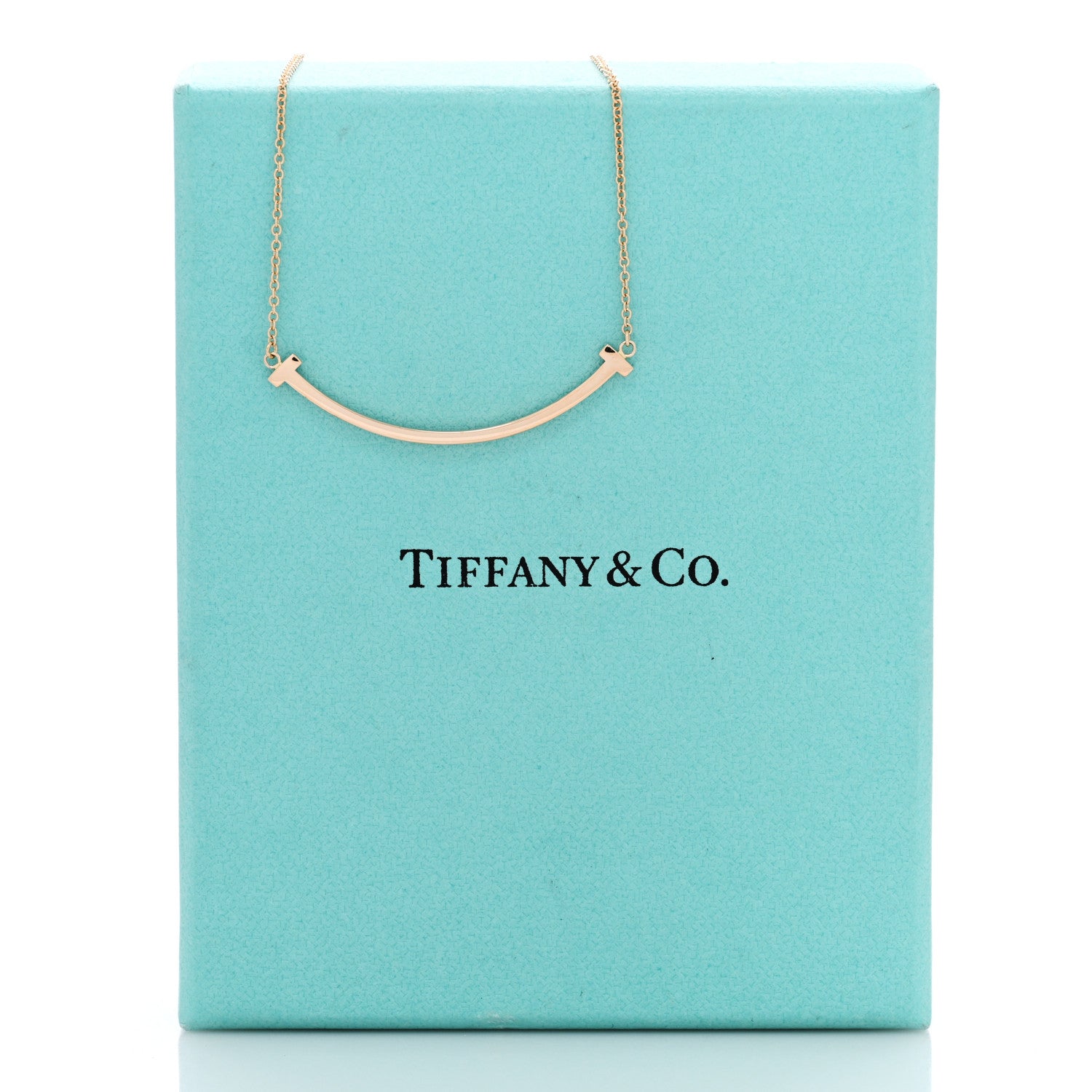 Tiffany 18K Rose Gold Small T Smile Pendant Necklace 4 of 5