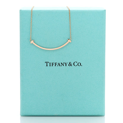 Tiffany 18K Rose Gold Small T Smile Pendant Necklace 4 of 5