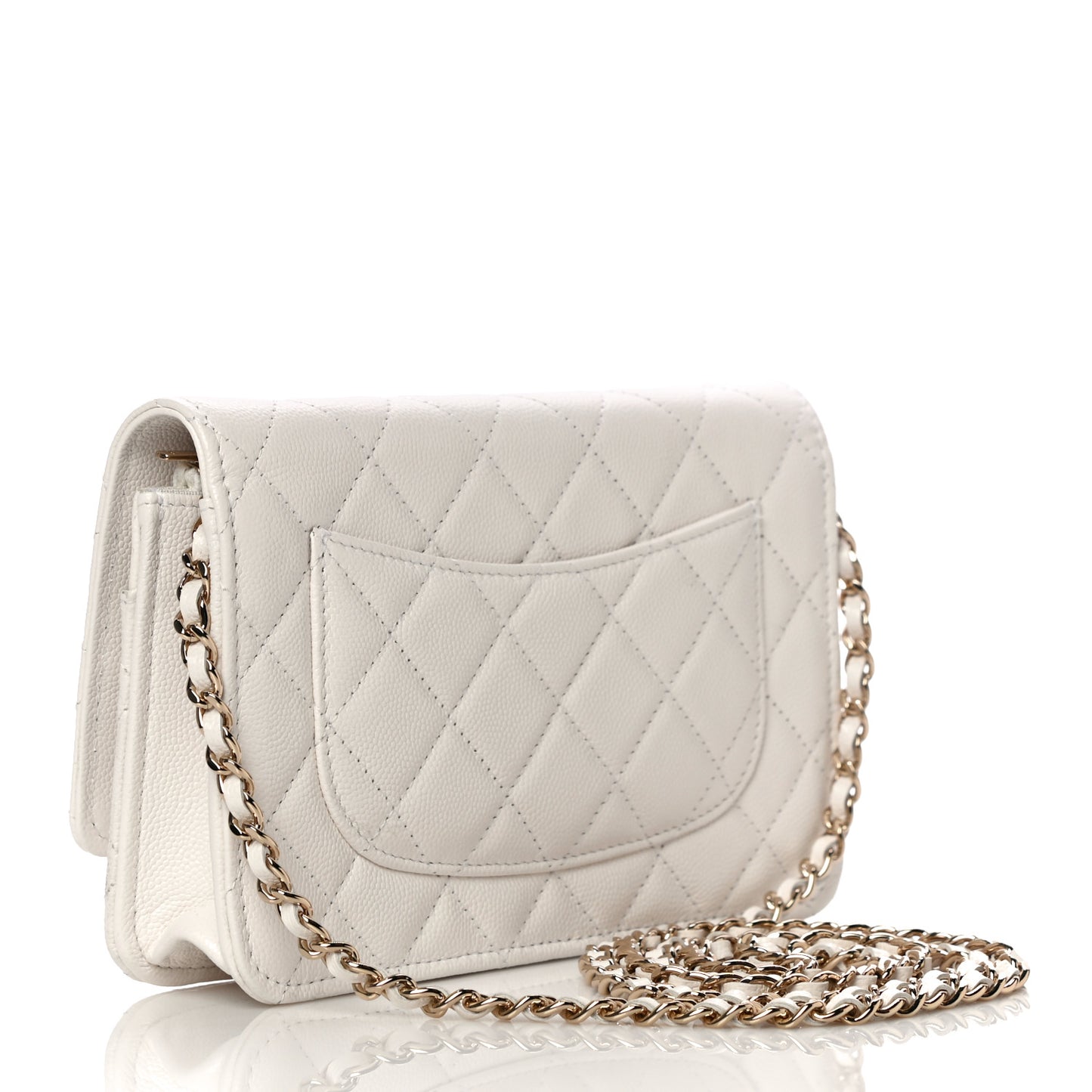 Caviar Quilted Wallet On Chain WOC White