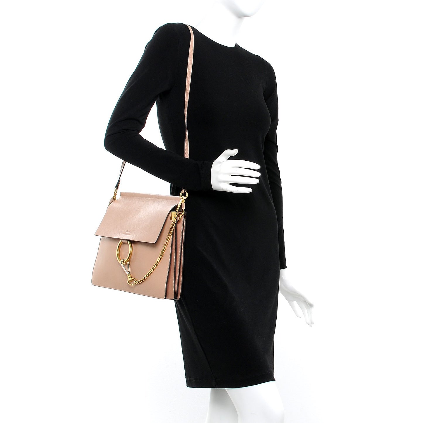 Calfskin Medium Faye Shoulder Bag Biscotti Beige