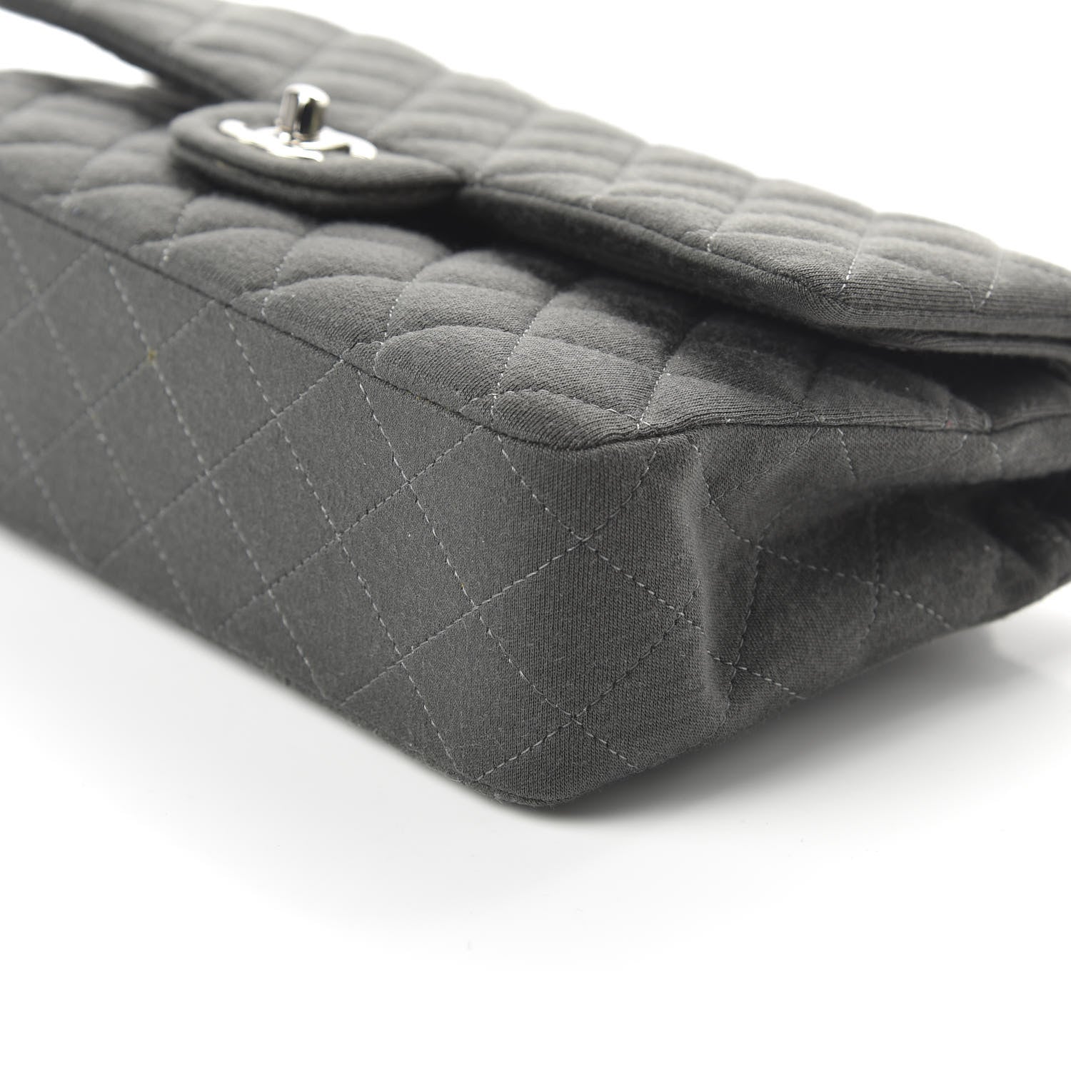 Chanel Jersey Quilted Medium Double Flap Grey 7 of 11