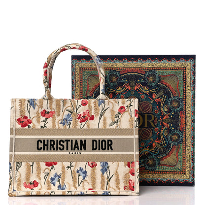 Christian Dior Canvas Embroidered Medium Hibiscus Book Tote Beige Multicolor 10 of 10