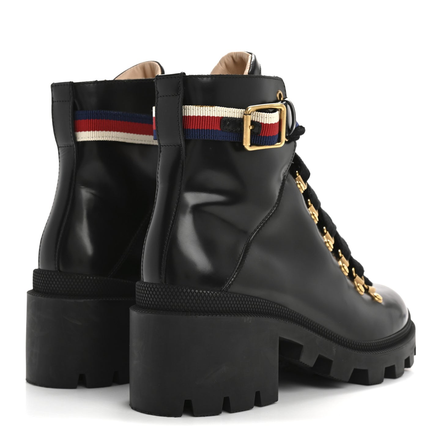 Calfskin Sylvie Web Womens Lace Up Combat Boots 38 Black