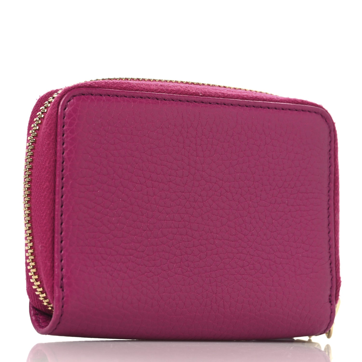 Gucci Pebbled Calfskin Soho Compact Disco Zip Around Wallet Bright Bougainvillea 3 of 8