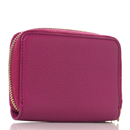 Gucci Pebbled Calfskin Soho Compact Disco Zip Around Wallet Bright Bougainvillea 3 of 8