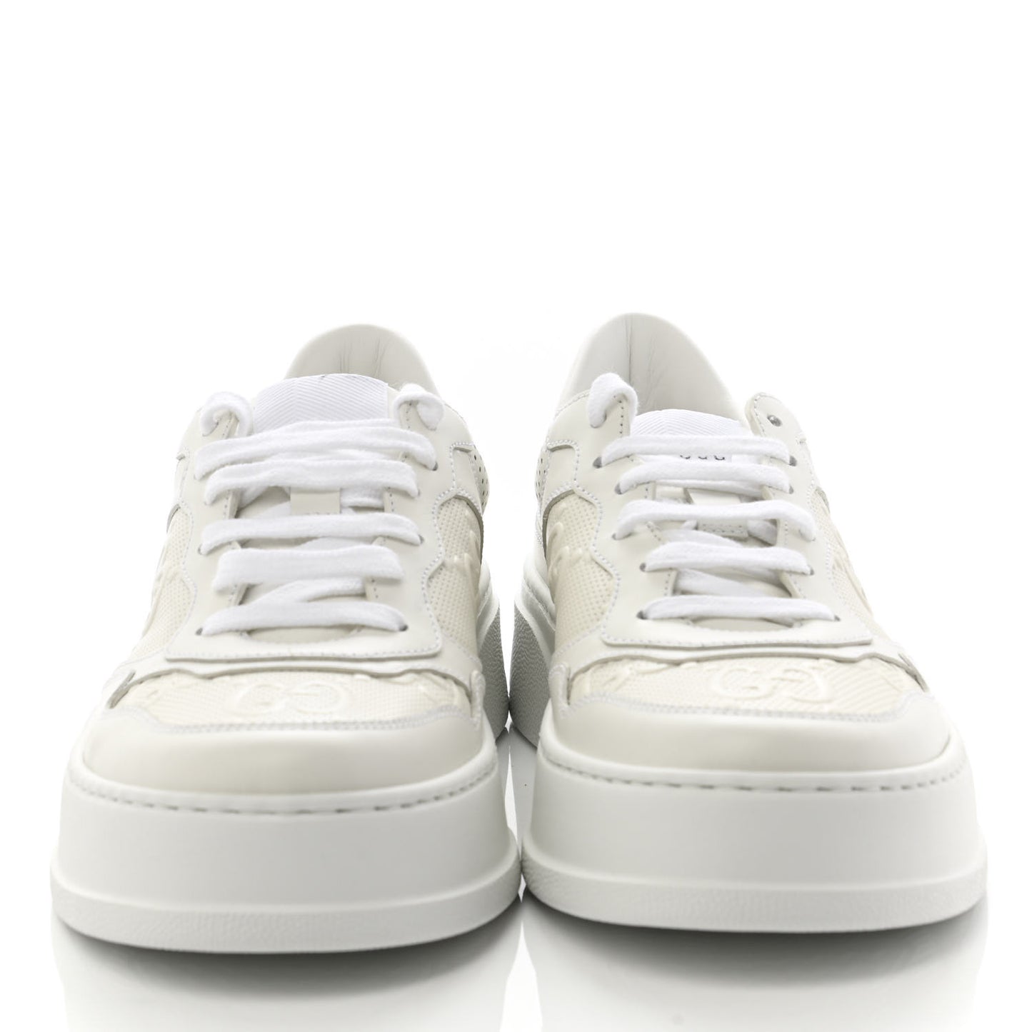 Calfskin GG Tennis Embossed Perforated Womens Platform 55mm Sneakers 40 Great White