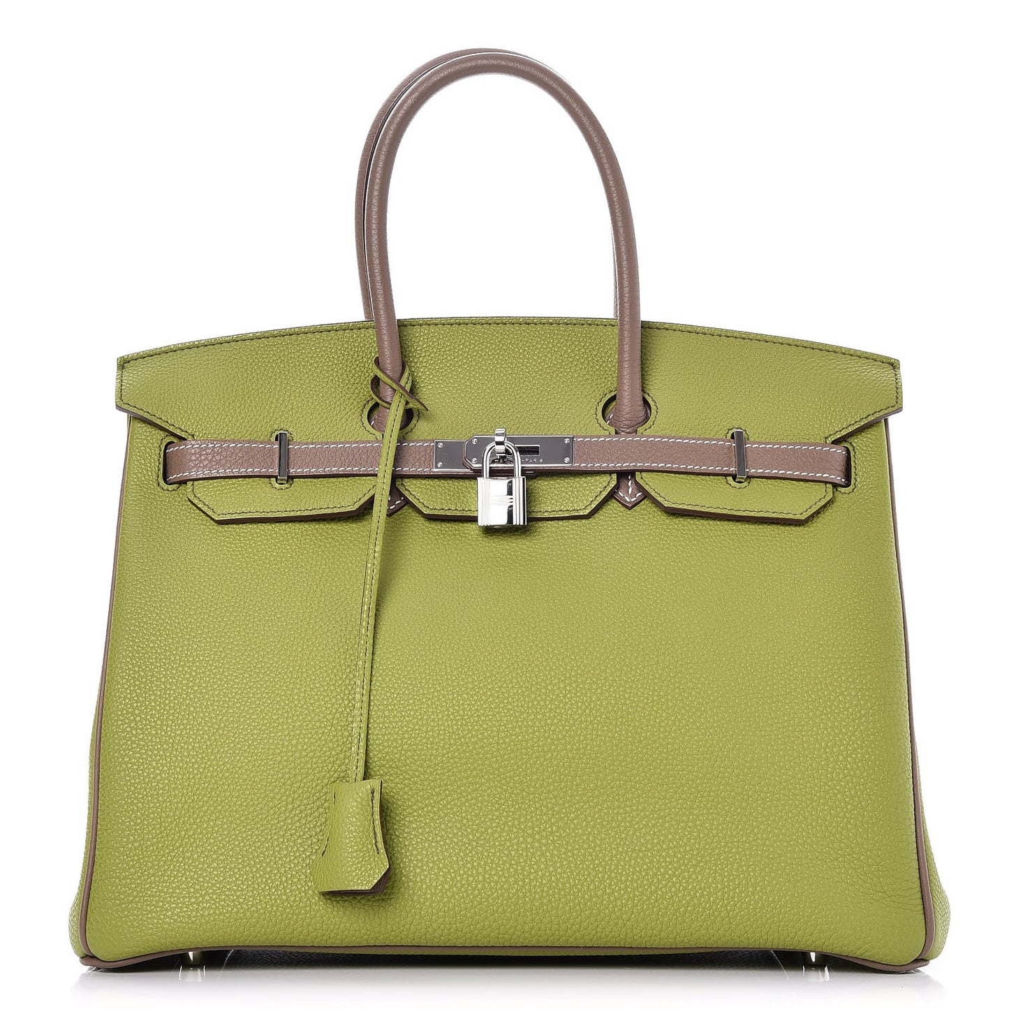 Togo Bi Color Horseshoe Birkin 35 Vert Anis Etoupe