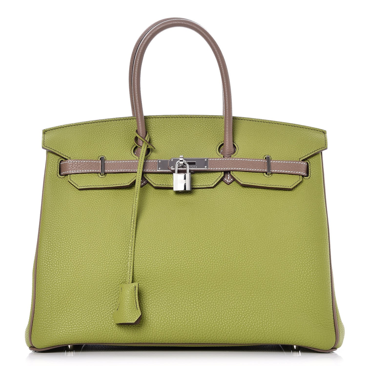 Hermes Togo Bi Color Horseshoe Birkin 35 Vert Anis Etoupe 1 of 35