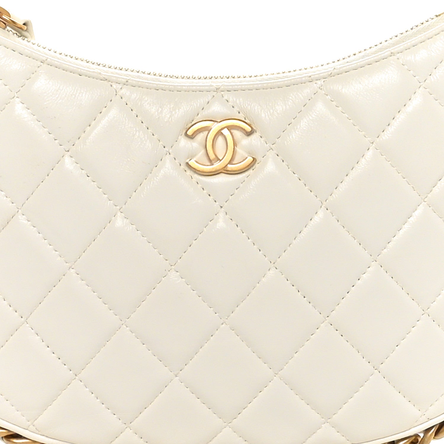 Chanel Shiny Crumpled Lambskin Quilted Chain Around Hobo White 8 of 10