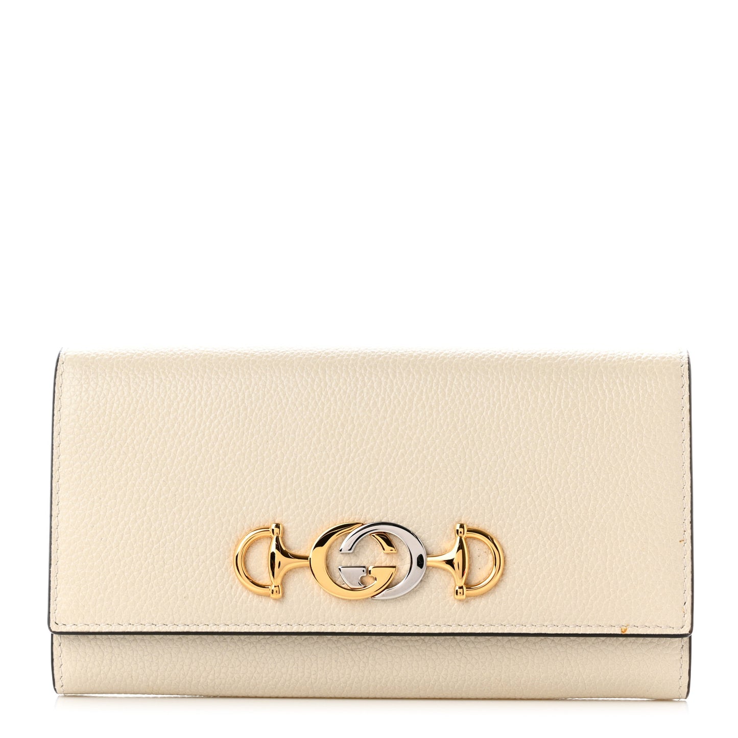 Grainy Calfskin Zumi Continental Wallet Vintage White