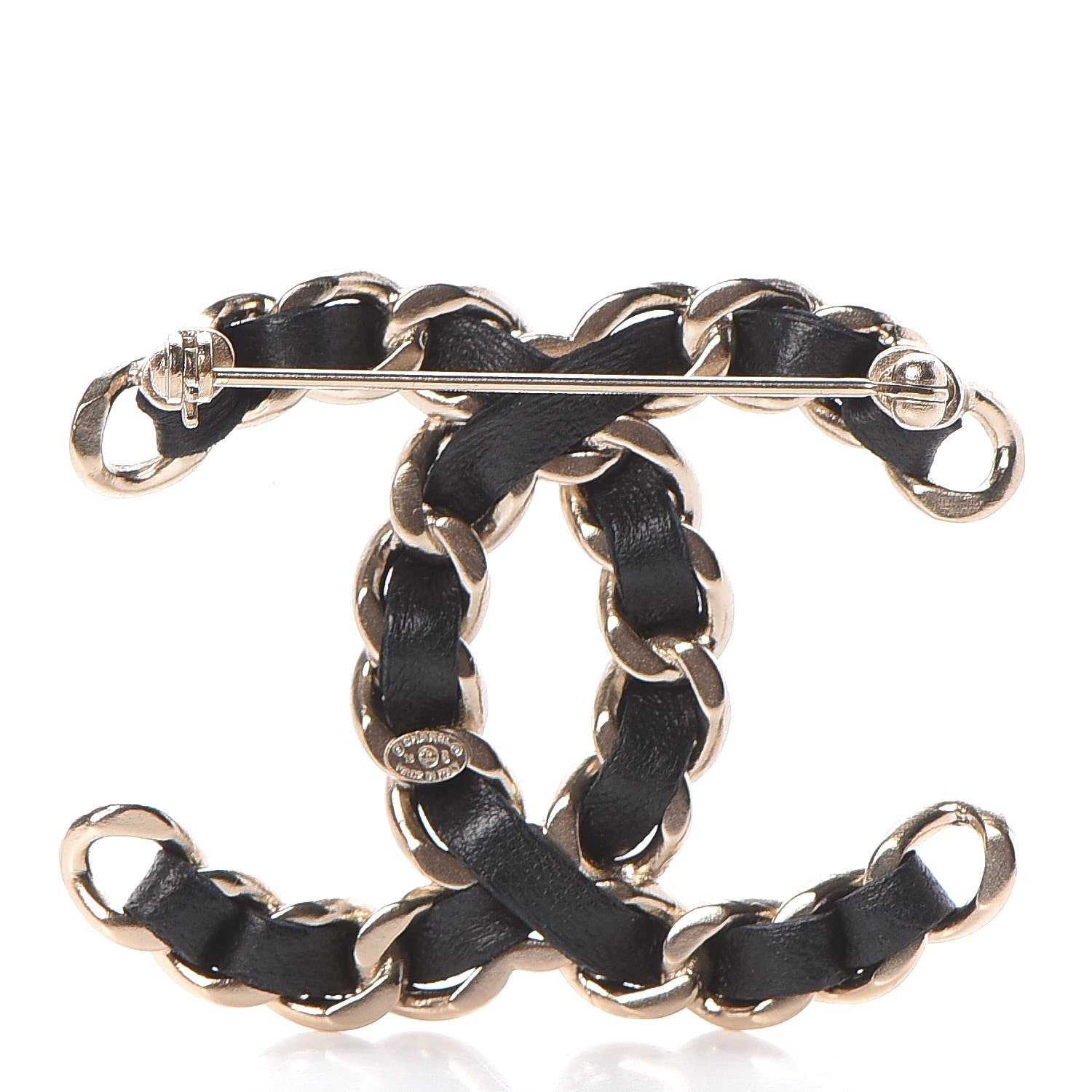 Chanel Lambskin Chain CC Brooch Black Gold 3 of 5
